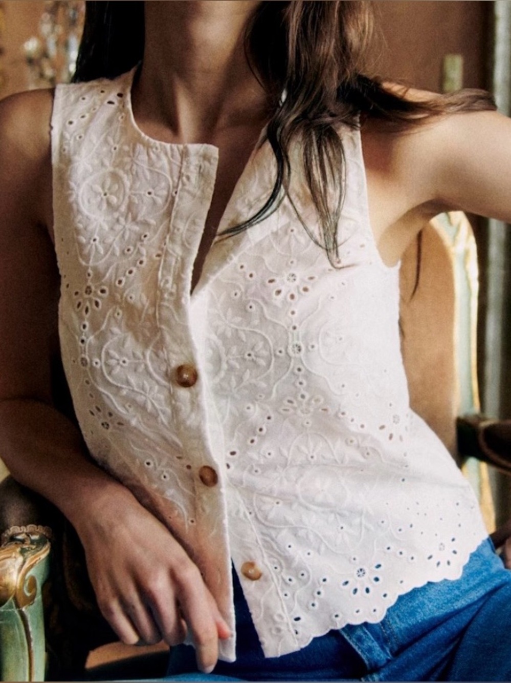 Sezane Roni Blouse Embroidered White - Size 4